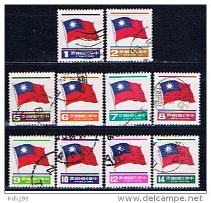 ROC+ China Taiwan 1981 Mi 1411 1413 1416-23 Nationalflagge - Usati