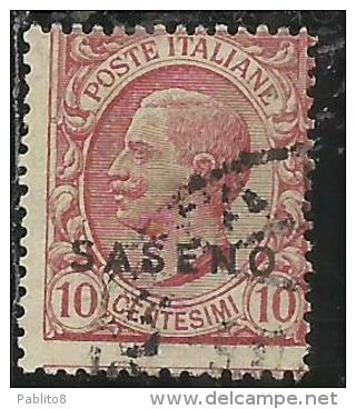 SASENO 1923 SOPRASTAMPATO D´ITALIA ITALY OVERPRINTED CENT. 10 C USATO USED OBLITERE´ - Saseno