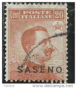 SASENO 1923 SOPRASTAMPATO D´ITALIA ITALY OVERPRINTED CENT. 20 C USATO USED OBLITERE´ - Saseno