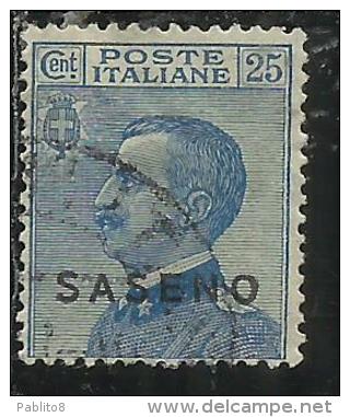 SASENO 1923 SOPRASTAMPATO D´ITALIA ITALY OVERPRINTED CENT. 25 C USATO USED OBLITERE´ - Saseno