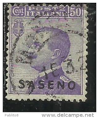 SASENO 1923 SOPRASTAMPATO D´ITALIA ITALY OVERPRINTED CENT. 50 C USATO USED OBLITERE´ - Saseno