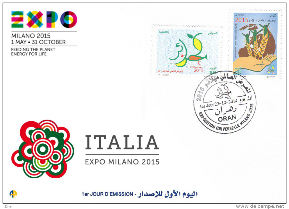 ALG Algeria - N° 1703/4 FDC Exposition Universelle De Milan 2015 Italie - World Exposition Milano 2015 Italy Italia ** - 2015 – Milan (Italy)