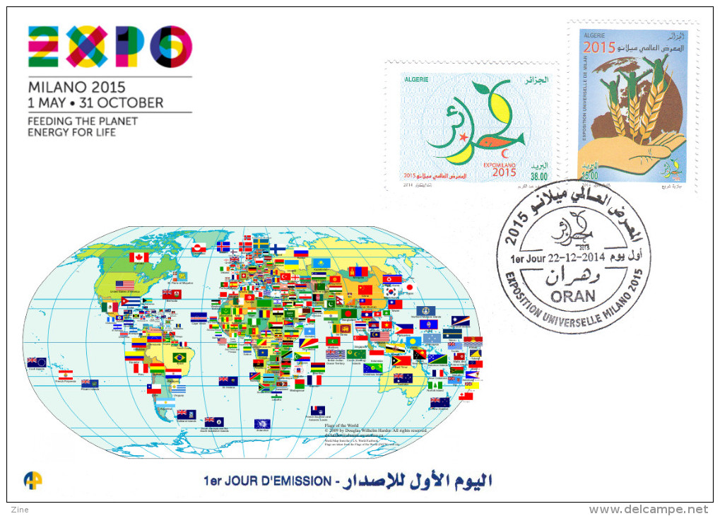 ALG Algeria - N° 1703/4 FDC Exposition Universelle De Milan 2015 Italie - World Exposition Milano 2015 Italy Italia ** - 2015 – Mailand (Italien)