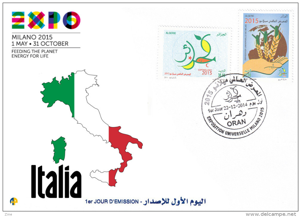 ALG Algeria - N° 1703/4 FDC Exposition Universelle De Milan 2015 Italie - World Exposition Milano 2015 Italy Italia ** - 2015 – Milan (Italy)