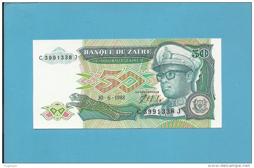 ZAIRE - 50 ZAIRES - 30/06/1988 - Pick 32 - Sign. 7  - UNC. - Mobutu - 2 Scans - Zaire