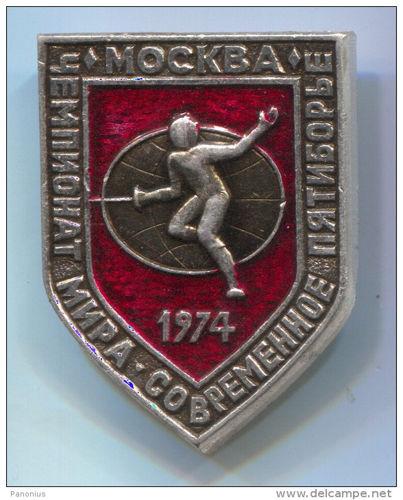 FENCING / SWORDSMANSHIP - World Championship, 1974. Moscow, Russia, Pin, Old Badge, 35x25mm - Schermen