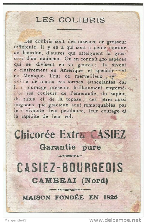 CHROMOS CHICOREE CASIEZ-BOURGEOIS - LES COLIBRIS. - Autres & Non Classés