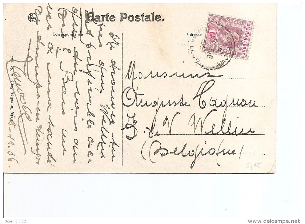 Sierra Leone ( Carte Postale De 1906 De Freetown Vers La Belgique à Voir) - Sierra Leone (...-1960)