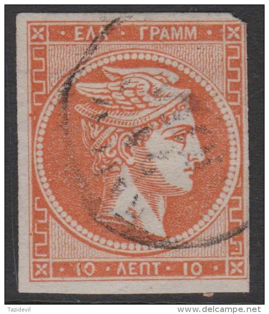 GREECE - 1868 10 L Hermes. Scott 26. Used - Oblitérés