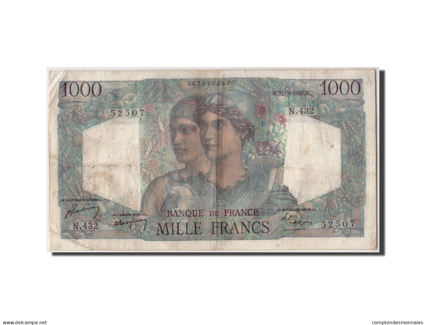 Billet, France, 1000 Francs, 1 000 F 1945-1950 ''Minerve Et Hercule'', 1948 - 1 000 F 1945-1950 ''Minerve Et Hercule''