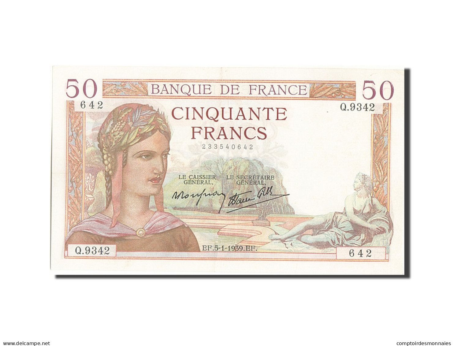 Billet, France, 50 Francs, 50 F 1934-1940 ''Cérès'', 1939, 1939-01-05, SUP+ - 50 F 1934-1940 ''Cérès''
