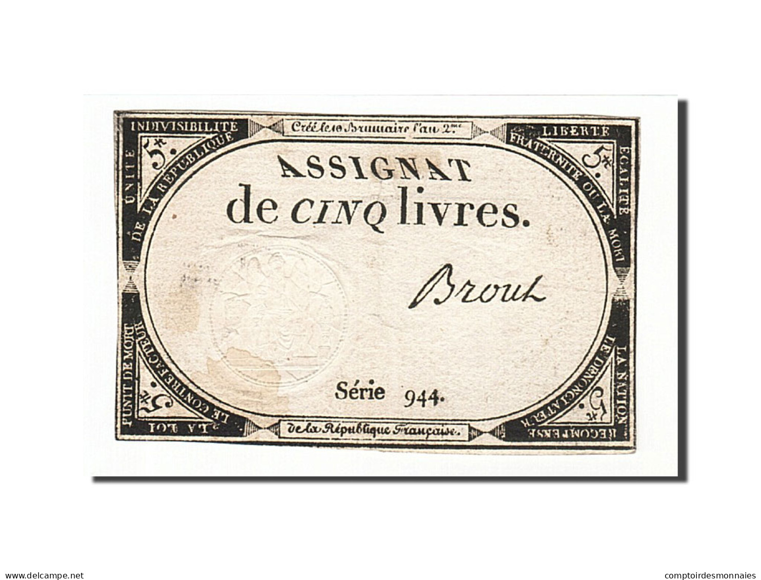 Billet, France, 5 Livres, 1793, Brouz, TB, KM:A76, Lafaurie:171 - Assignats