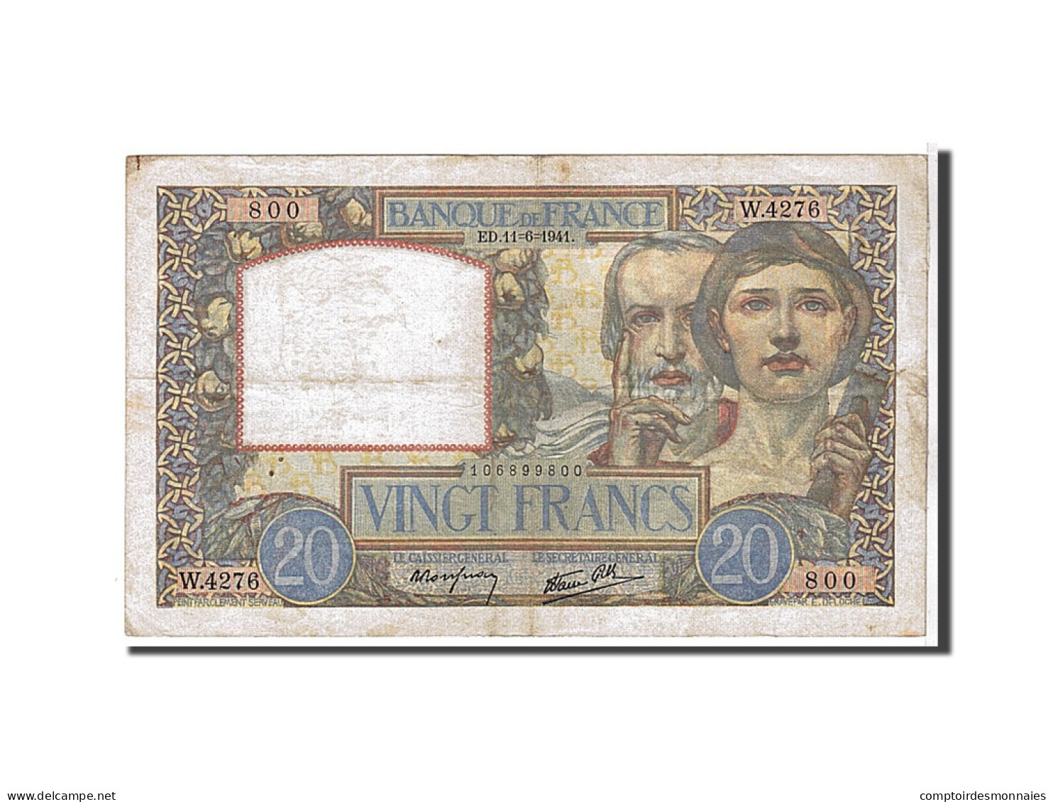 Billet, France, 20 Francs, 20 F 1939-1942 ''Science Et Travail'', 1941, TTB - 20 F 1939-1942 ''Science Et Travail''