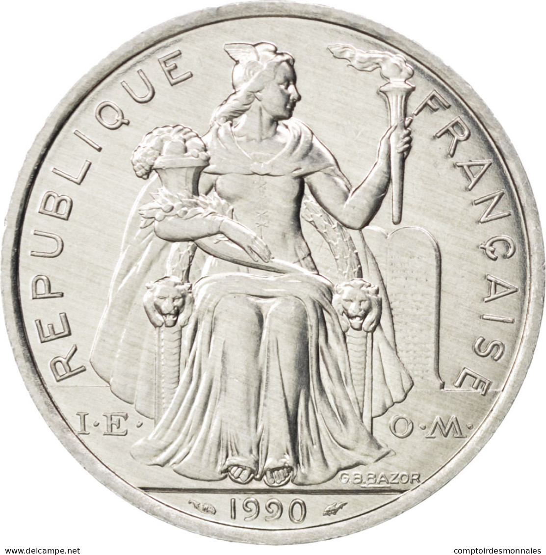 Monnaie, Nouvelle-Calédonie, 5 Francs, 1990, SPL+, Aluminium, KM:16 - New Caledonia
