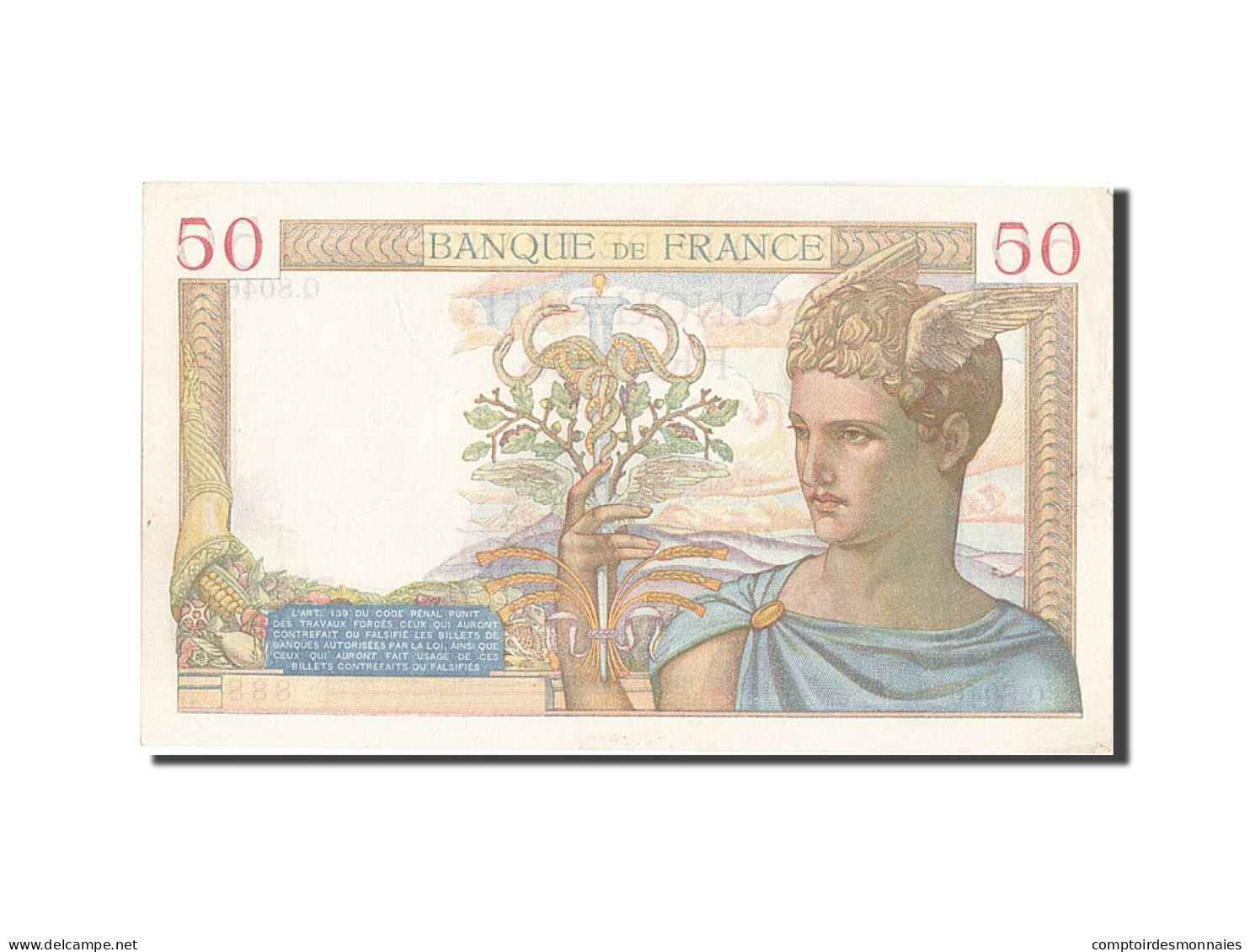 Billet, France, 50 Francs, 50 F 1934-1940 ''Cérès'', 1938, 1938-03-31, TTB+ - 50 F 1934-1940 ''Cérès''