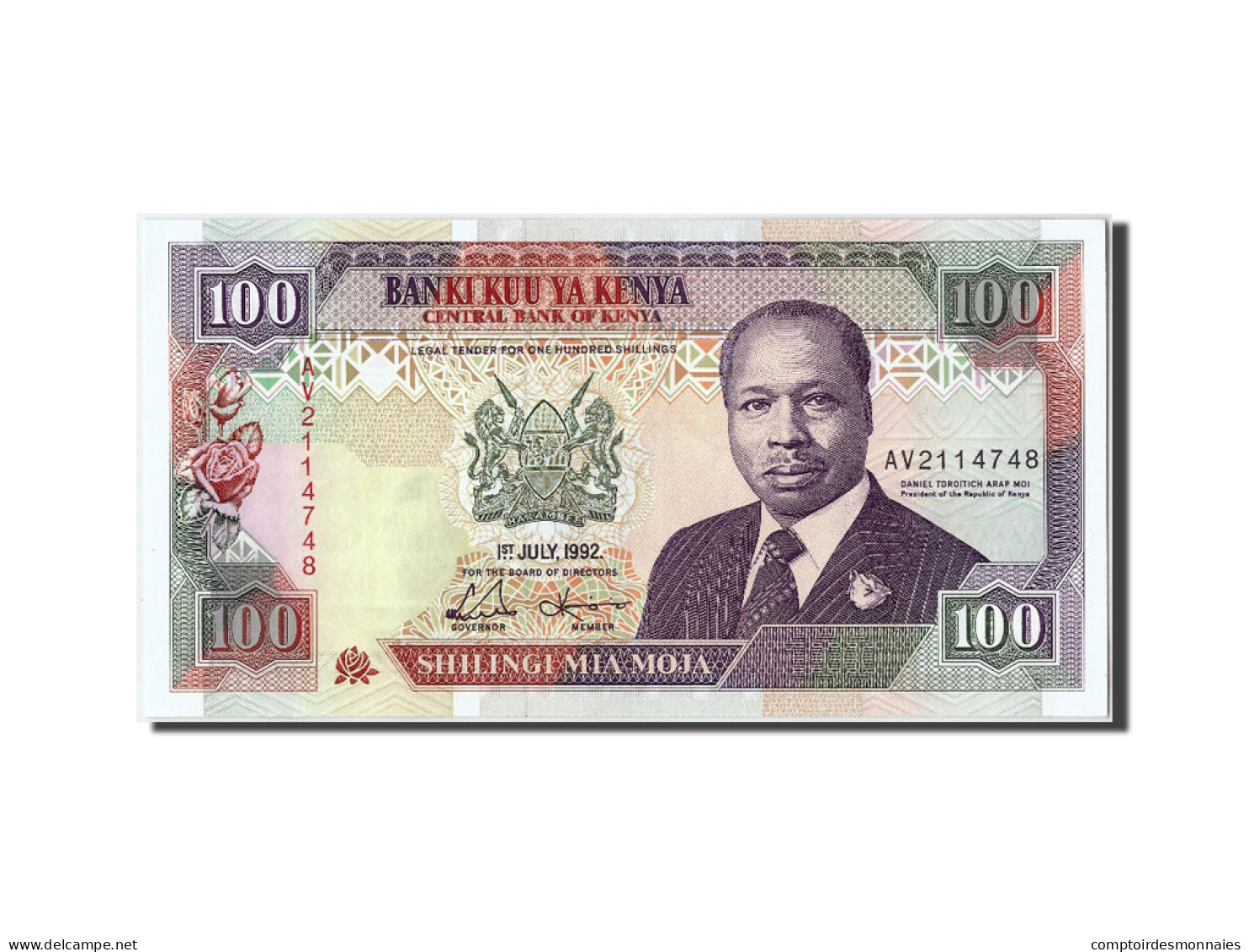 Billet, Kenya, 100 Shillings, 1992, 1992-07-01, NEUF - Kenya