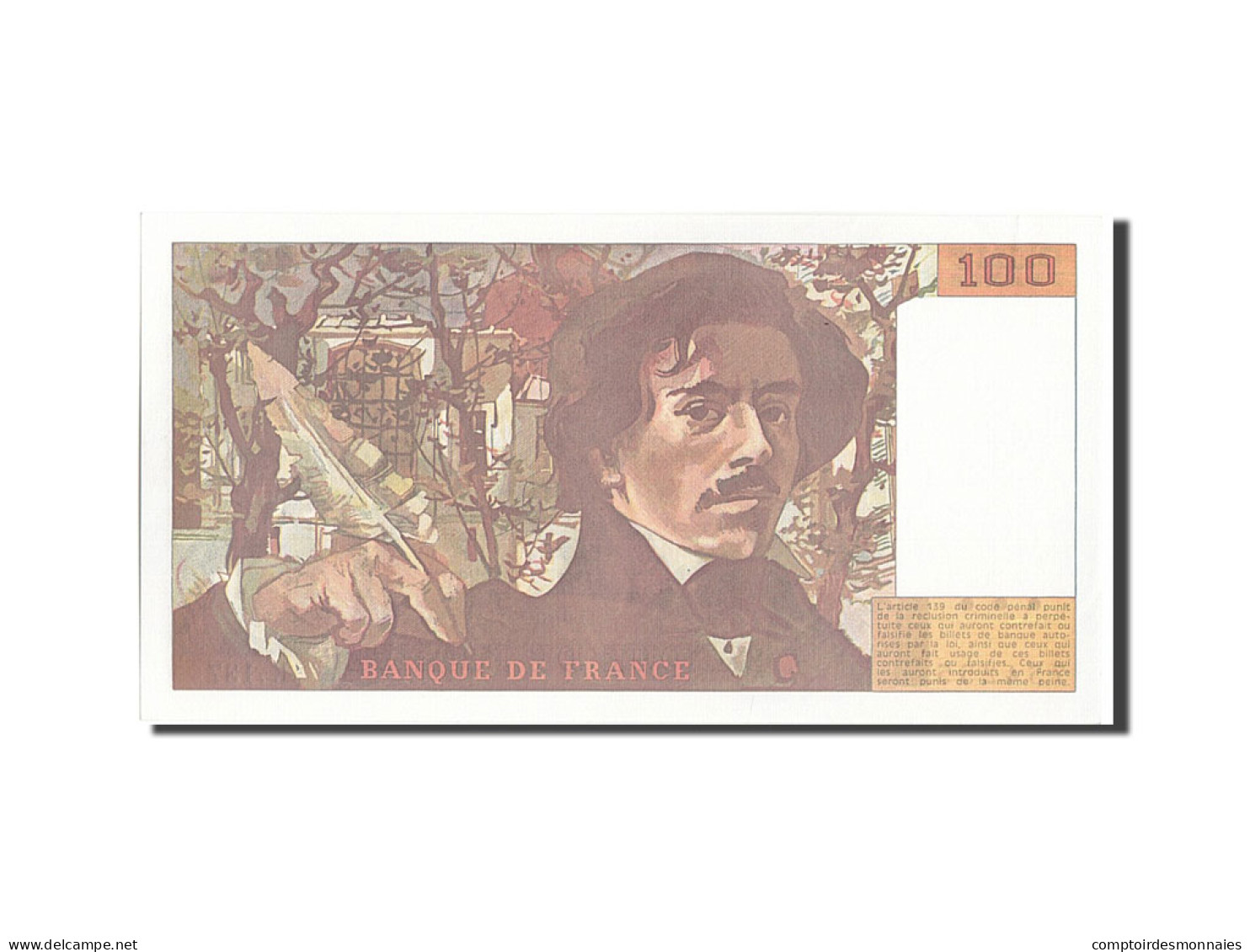 Billet, France, 100 Francs, 100 F 1978-1995 ''Delacroix'', 1990, SPL - 100 F 1978-1995 ''Delacroix''