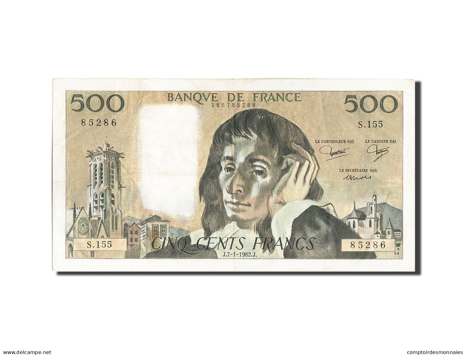 Billet, France, 500 Francs, 500 F 1968-1993 ''Pascal'', 1982, 1982-01-07, TTB - 500 F 1968-1993 ''Pascal''