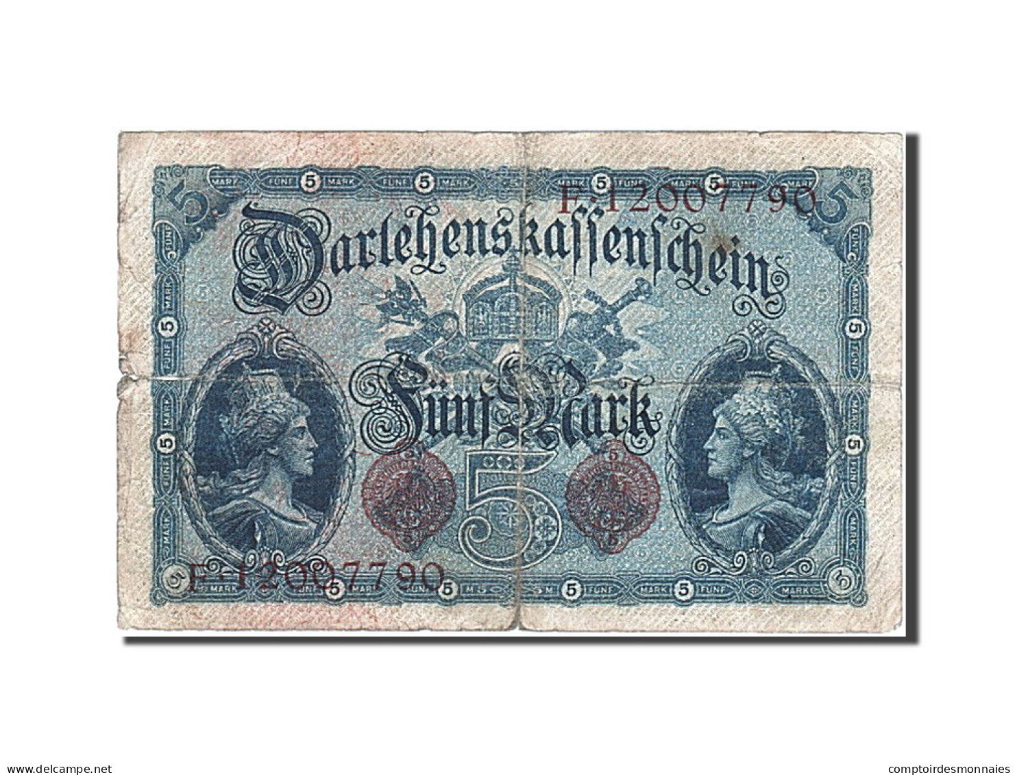 Billet, Allemagne, 5 Mark, 1914, 1914-08-05, B+ - 5 Mark