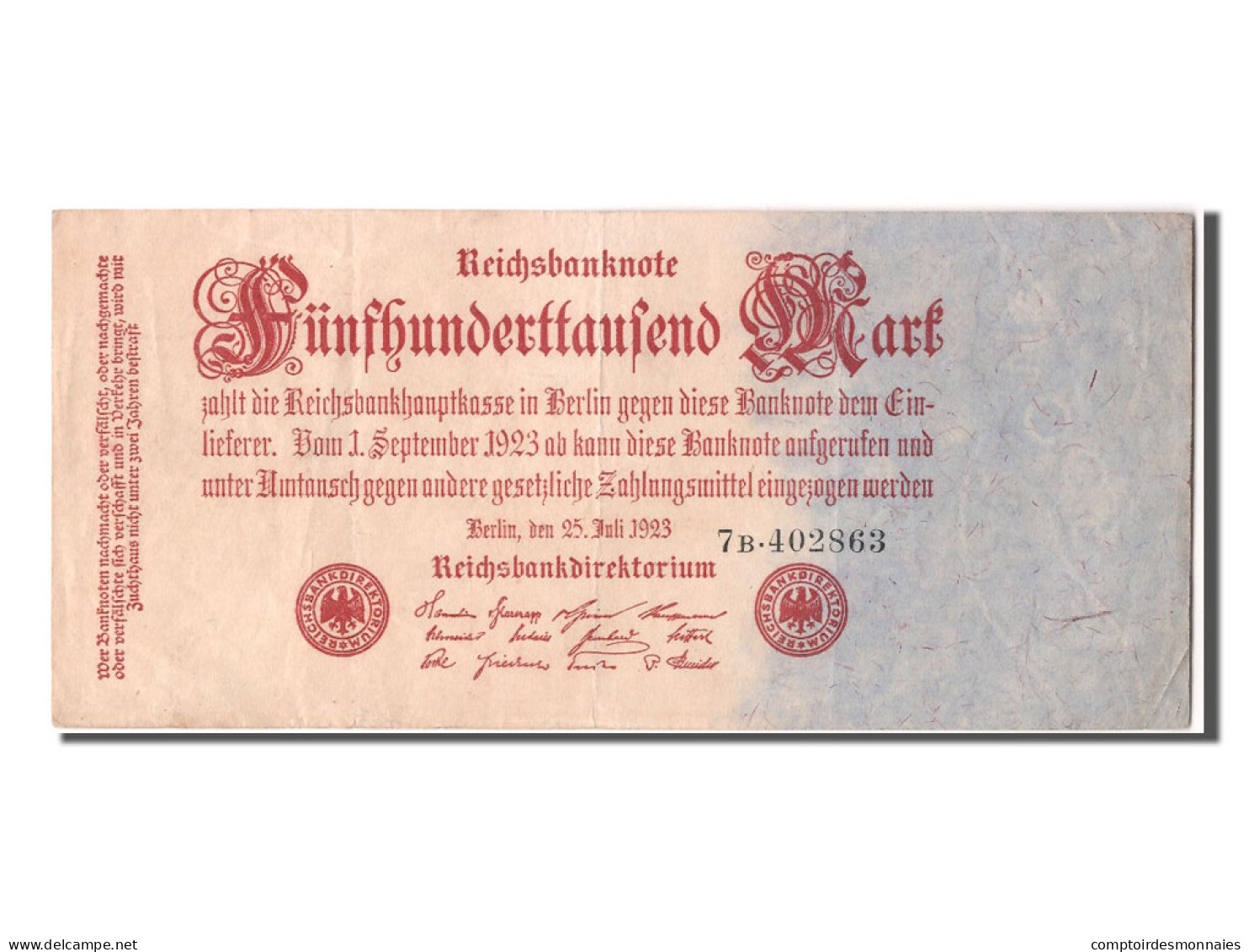 Billet, Allemagne, 500,000 Mark, 1923, 1923-07-25, TTB - 500000 Mark