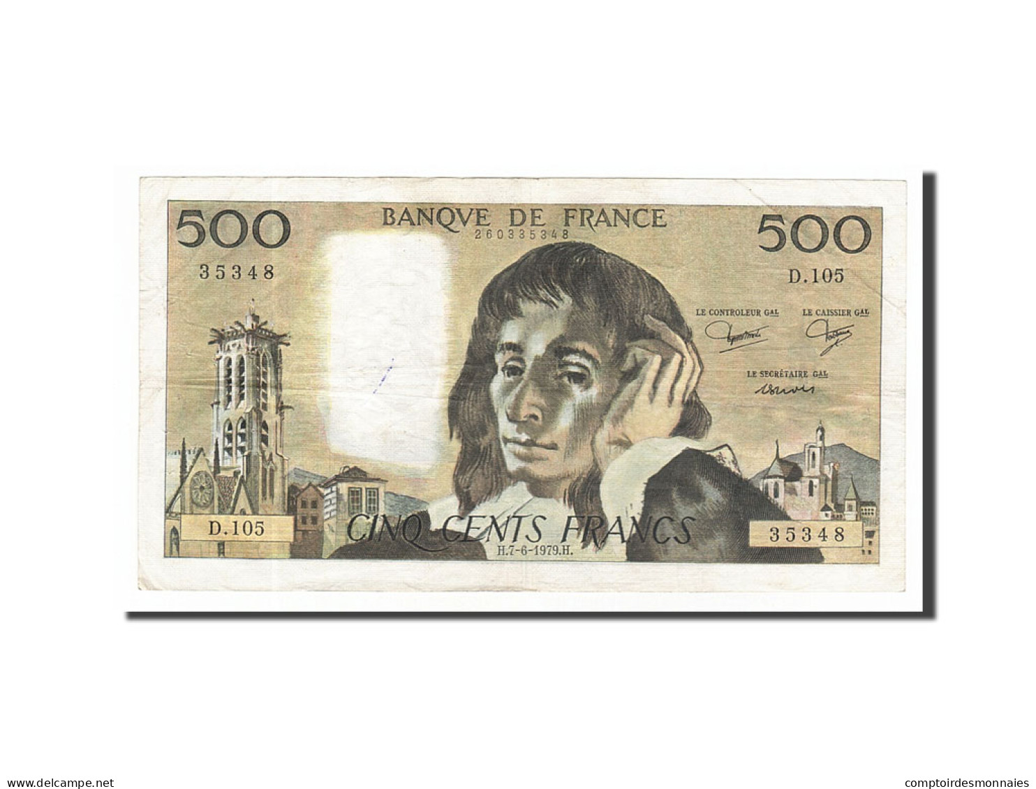 Billet, France, 500 Francs, 500 F 1968-1993 ''Pascal'', 1979, 1979-06-07, TTB - 500 F 1968-1993 ''Pascal''