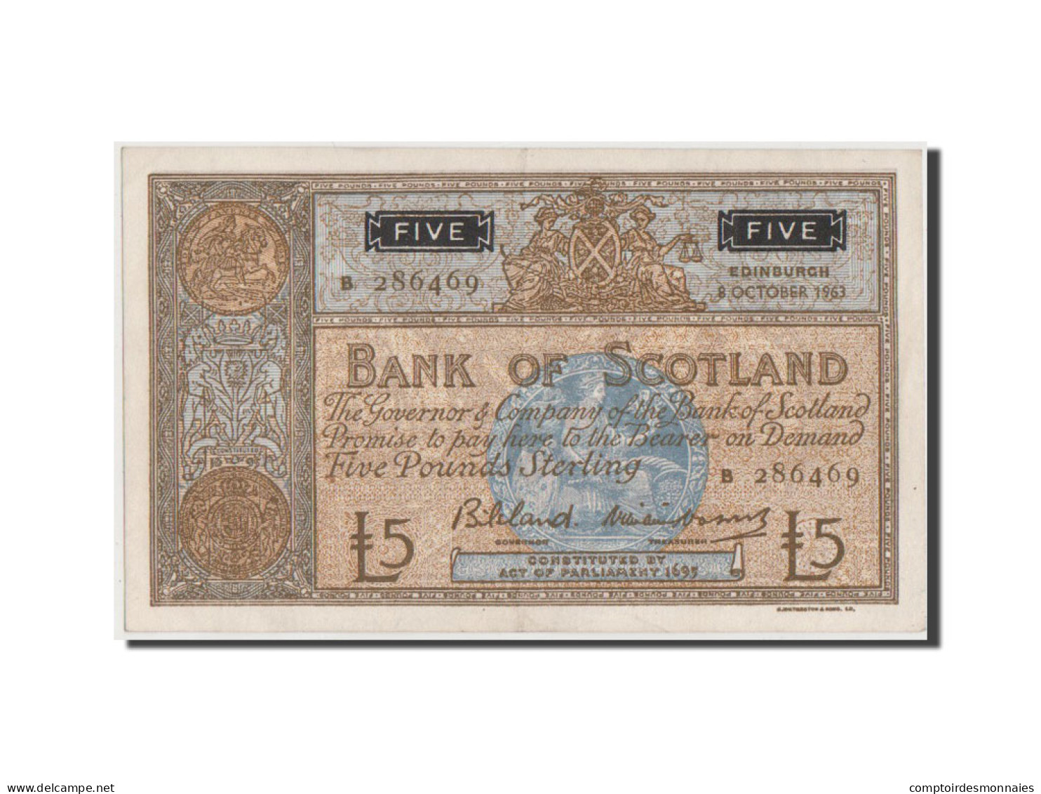 Billet, Scotland, 5 Pounds, 1963, SUP - 5 Pond