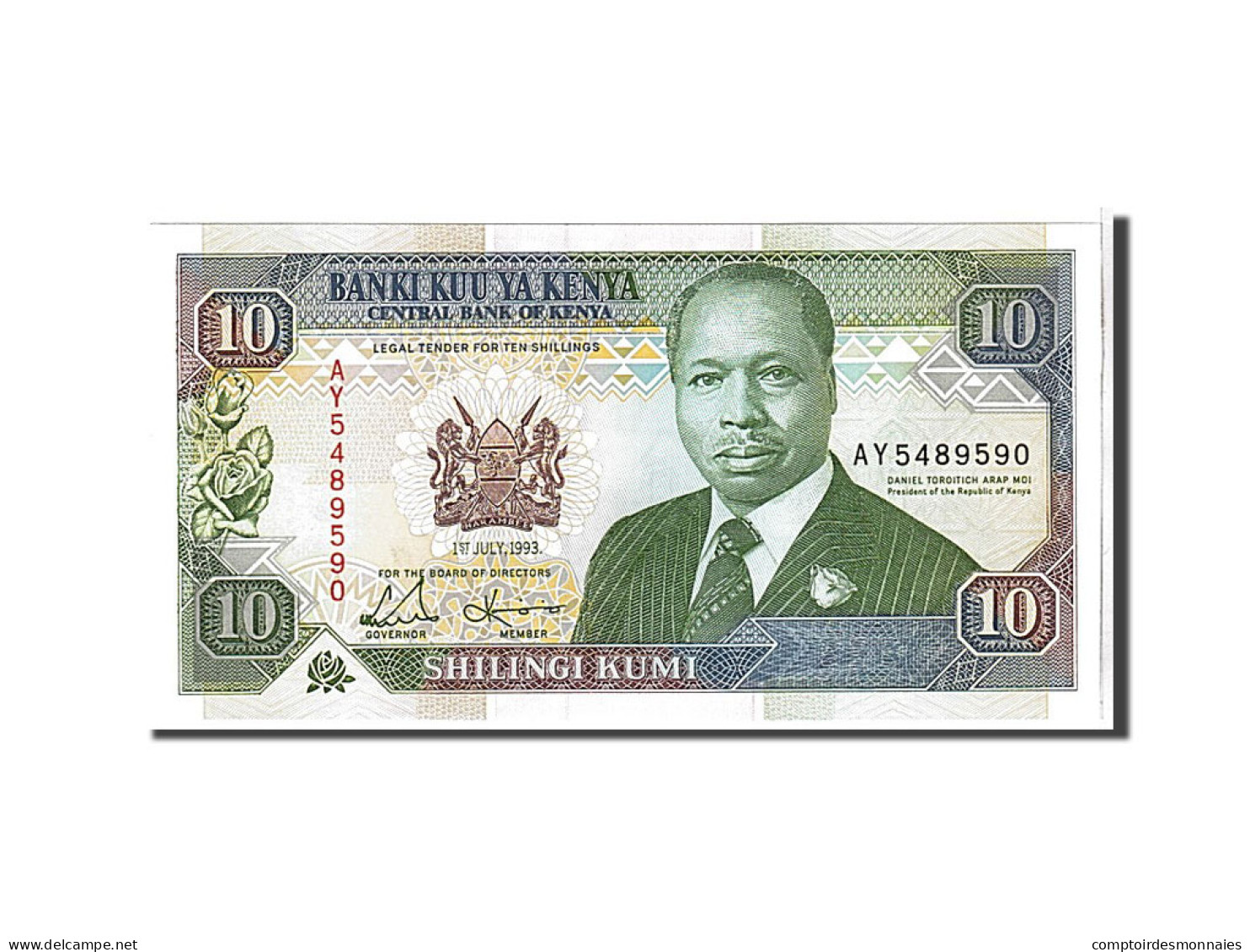 Billet, Kenya, 10 Shillings, 1993, NEUF - Kenya