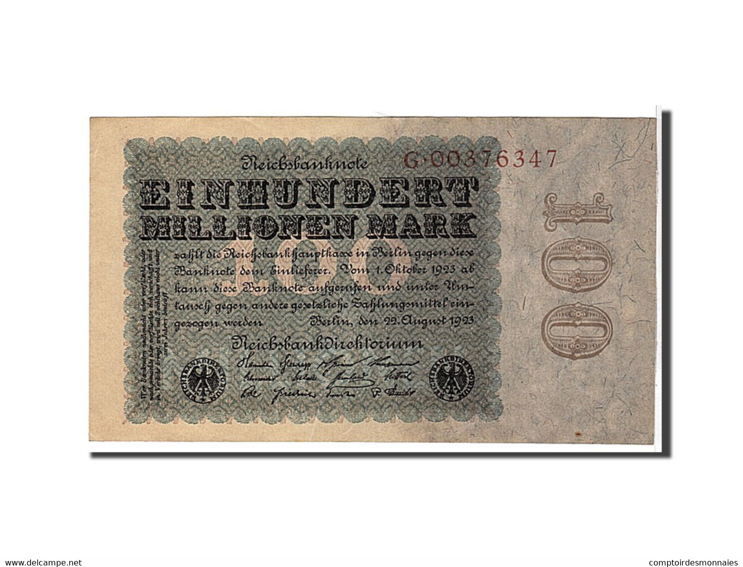 Billet, Allemagne, 100 Millionen Mark, 1923, TTB+ - 100 Miljoen Mark