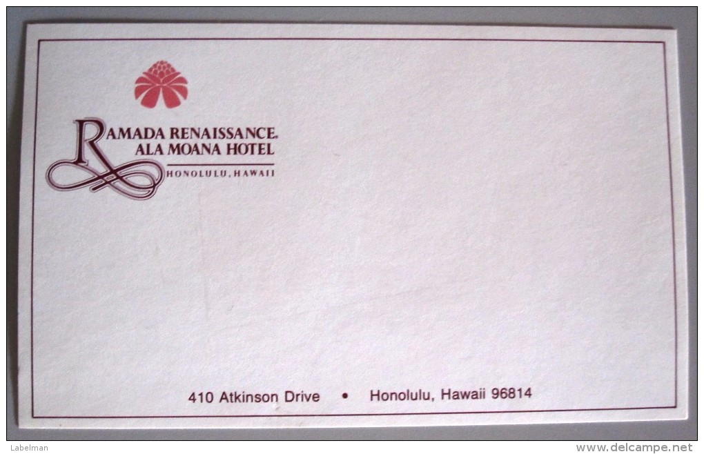 ISLAND HOTEL MOTEL PENSION HOUSE INN HAWAII RAMADA HONOLULU USA STICKER DECAL LUGGAGE LABEL ETIQUETTE KOFFERAUFKLEBER - Hotelaufkleber