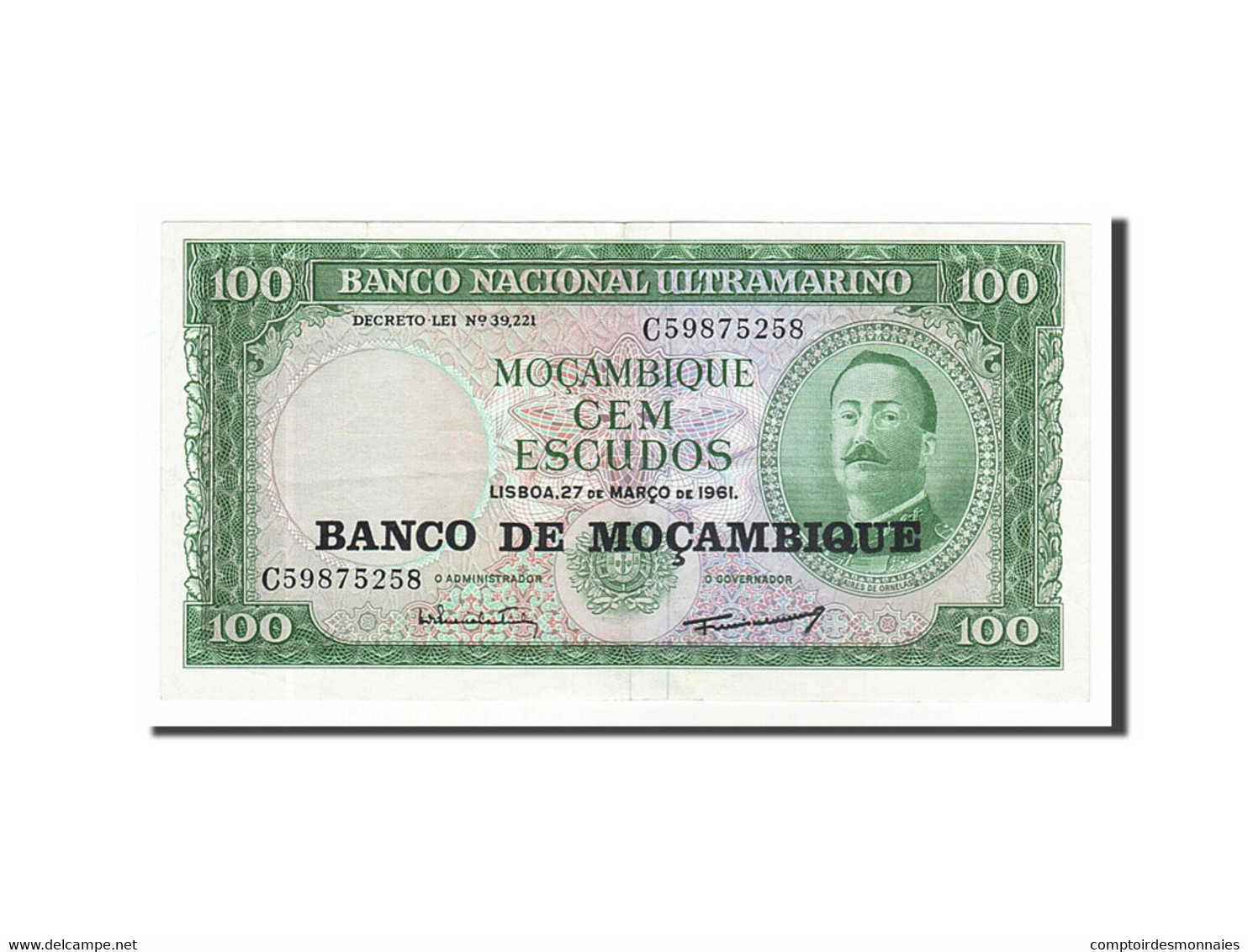 Billet, Mozambique, 100 Escudos, 1961, 1961-03-27, TTB+ - Mozambique