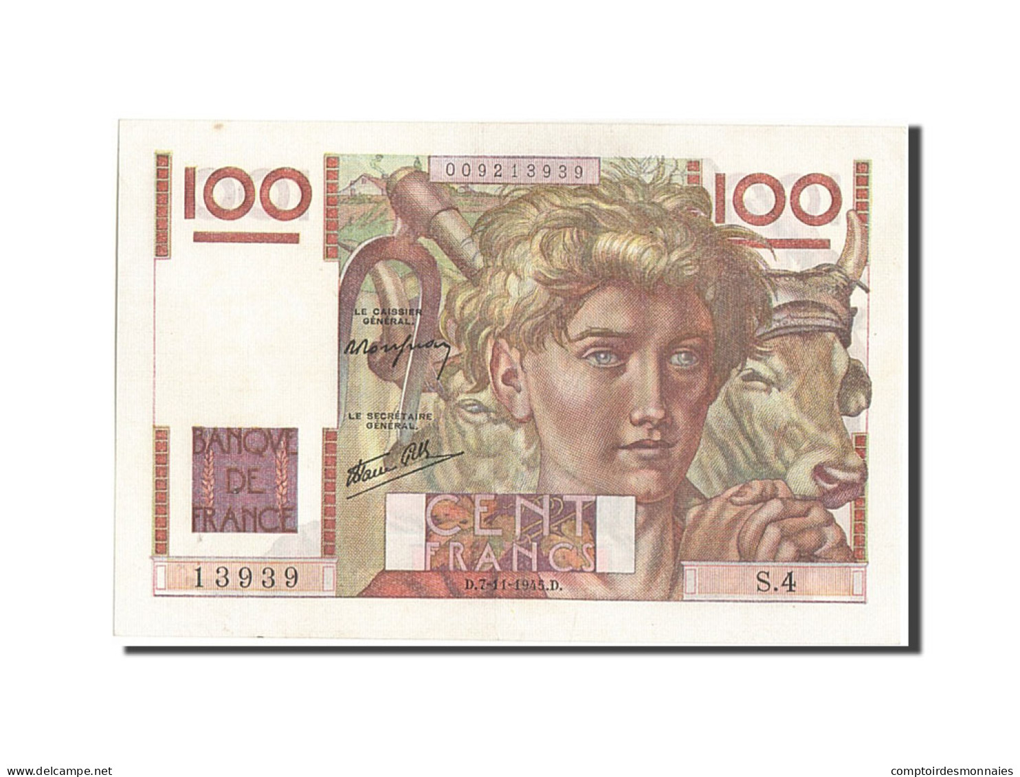 Billet, France, 100 Francs, 100 F 1945-1954 ''Jeune Paysan'', 1945, 1945-11-07 - 100 F 1945-1954 ''Jeune Paysan''