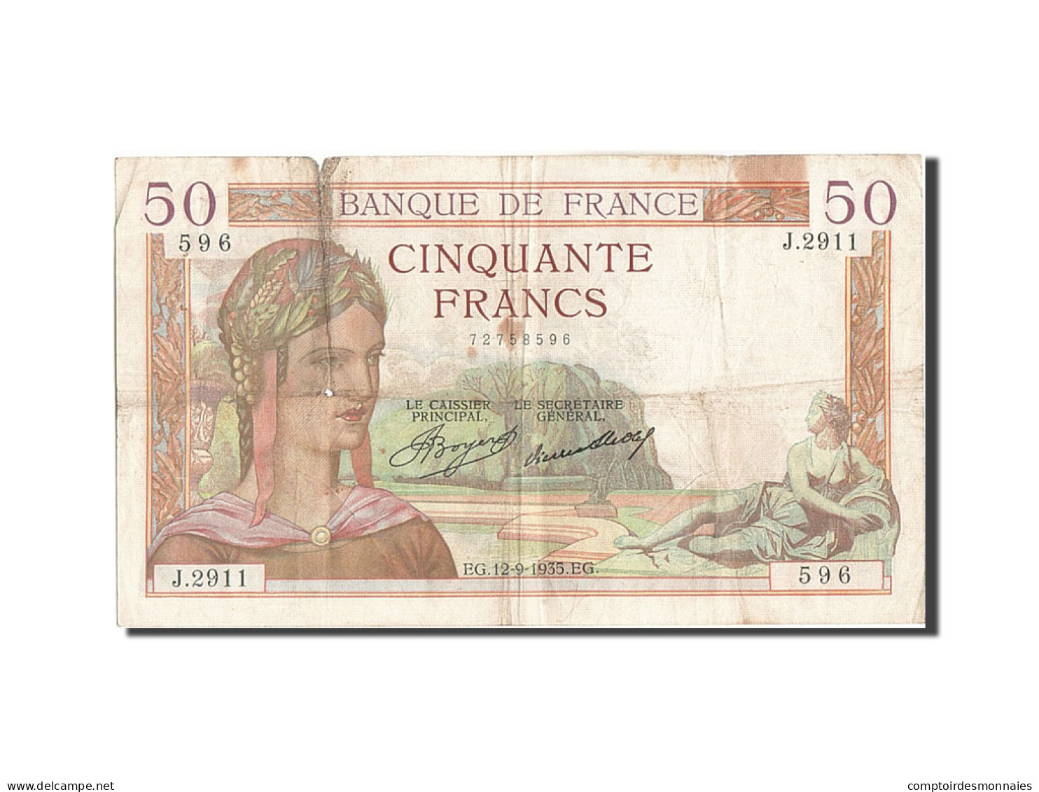 Billet, France, 50 Francs, 50 F 1934-1940 ''Cérès'', 1935, 1935-09-12, TB - 50 F 1934-1940 ''Cérès''