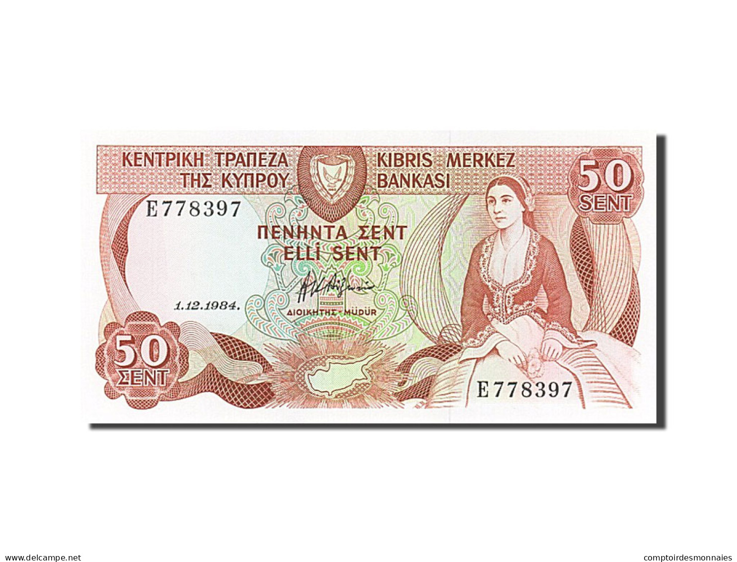 Billet, Chypre, 50 Cents, 1984, 1984-12-01, NEUF - Cyprus