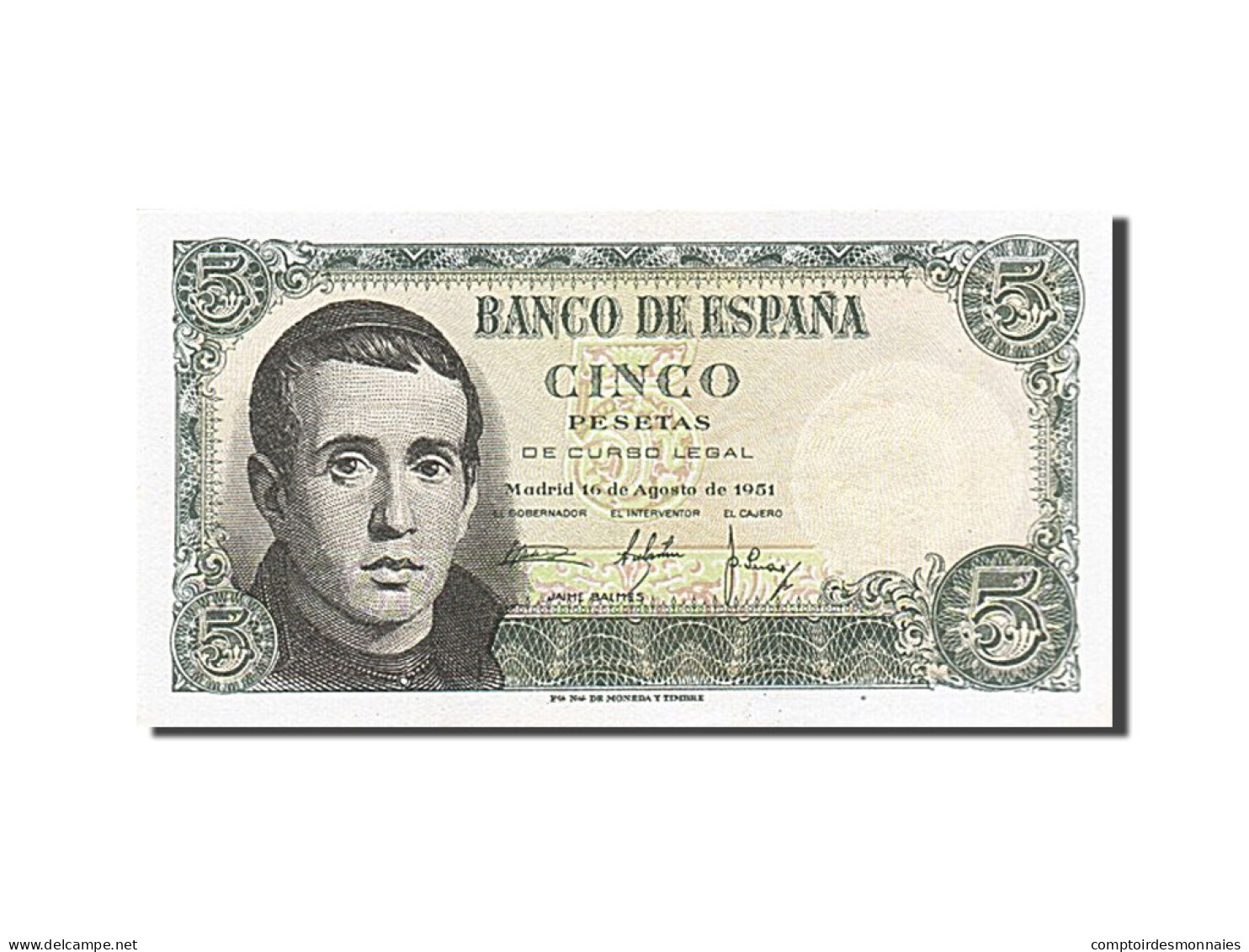 Billet, Espagne, 5 Pesetas, 1951, 1951-08-16, NEUF - 5 Pesetas