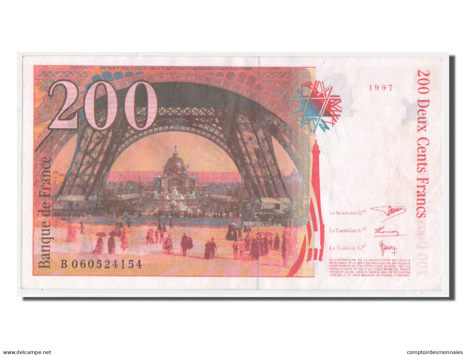 Billet, France, 200 Francs, 200 F 1995-1999 ''Eiffel'', 1997, TTB+ - 200 F 1995-1999 ''Eiffel''
