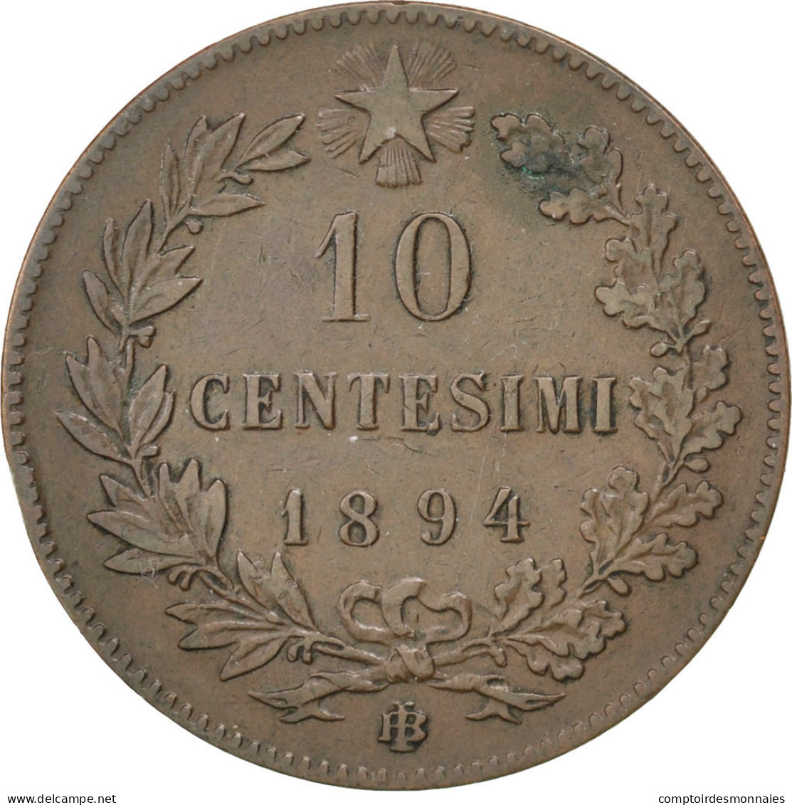 Monnaie, Italie, Umberto I, 10 Centesimi, 1894, Birmingham, TTB, Cuivre, KM:27.1 - 1878-1900 : Umberto I