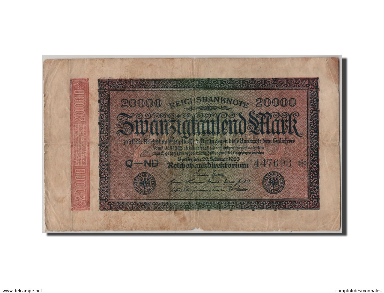 Billet, Allemagne, 20,000 Mark, 1923, 1923-02-20, B - 20.000 Mark