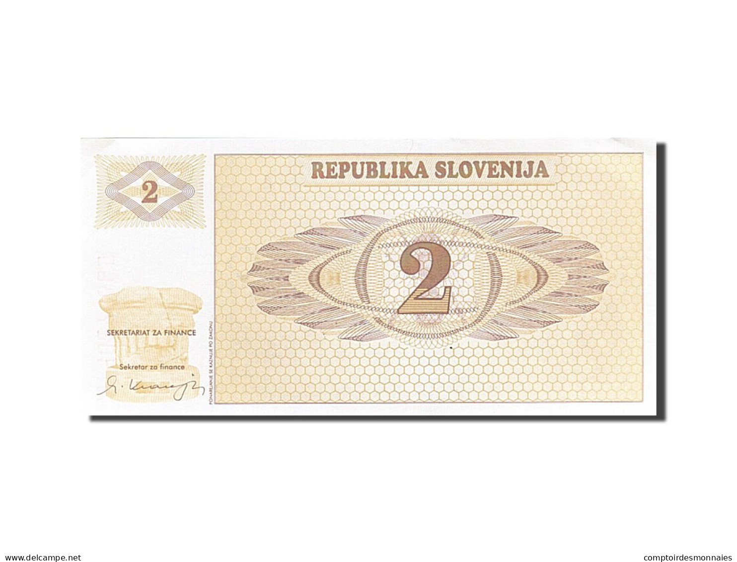 Billet, Slovénie, 2 (Tolarjev), 1990, SUP+ - Slovenia