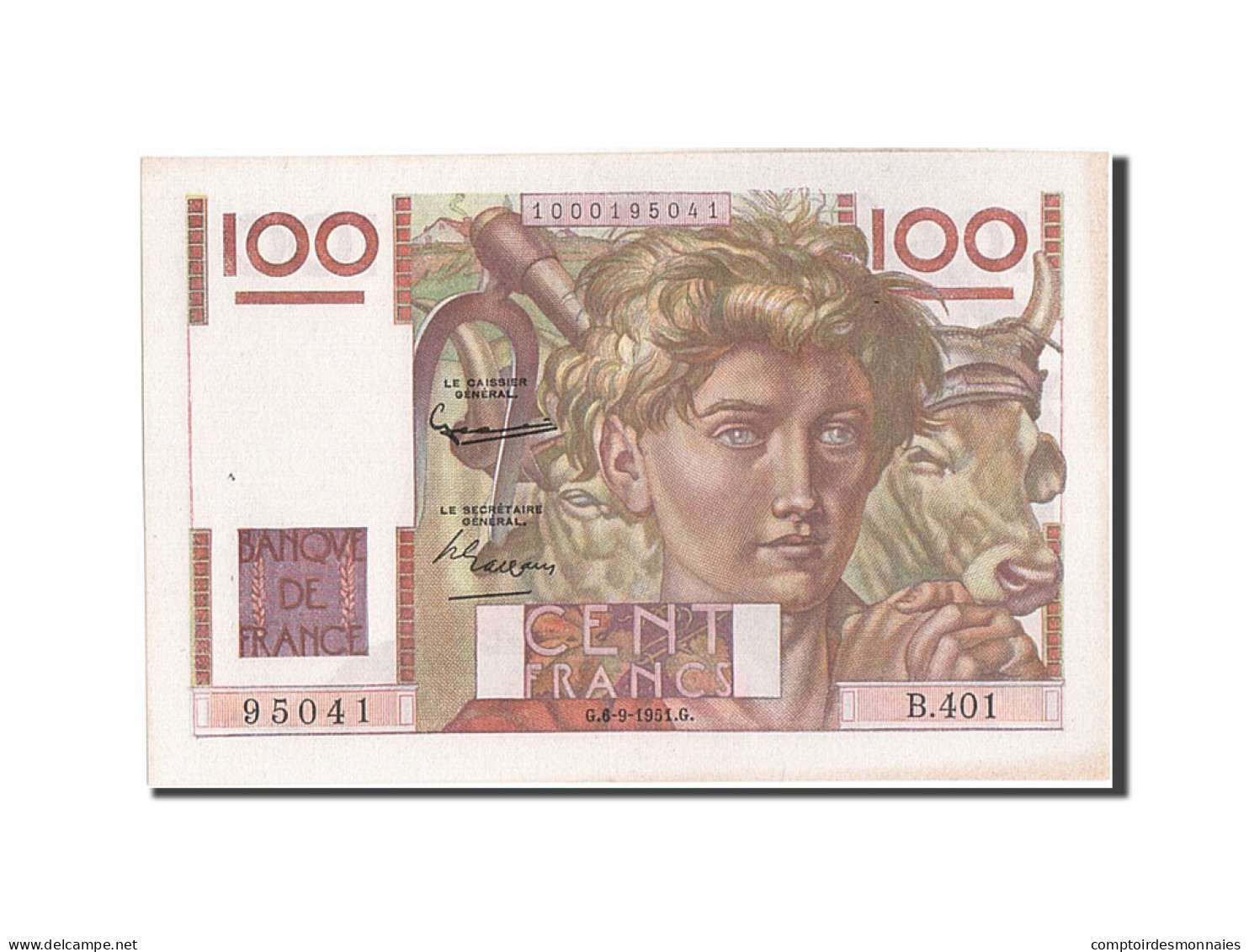 Billet, France, 100 Francs, 100 F 1945-1954 ''Jeune Paysan'', 1951, 1951-09-06 - 100 F 1945-1954 ''Jeune Paysan''