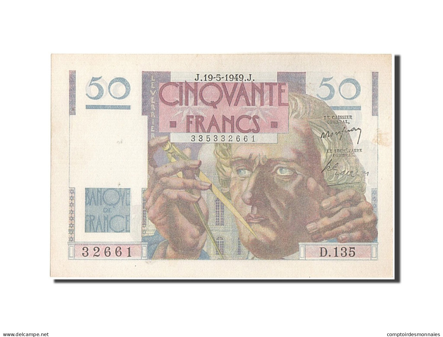 Billet, France, 50 Francs, 50 F 1946-1951 ''Le Verrier'', 1949, 1949-05-19 - 50 F 1946-1951 ''Le Verrier''