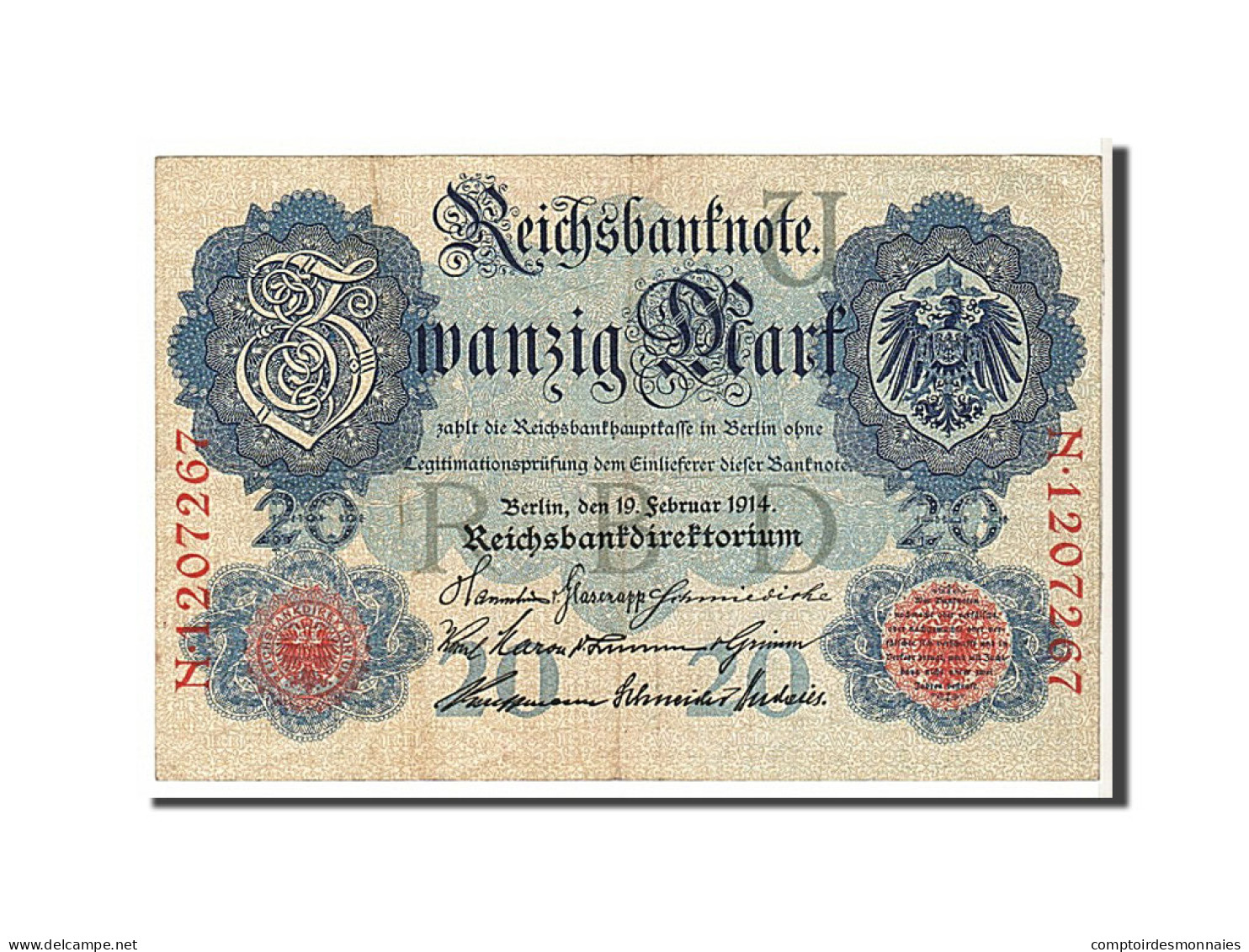 Billet, Allemagne, 20 Mark, 1914, KM:46b, TTB - 20 Mark
