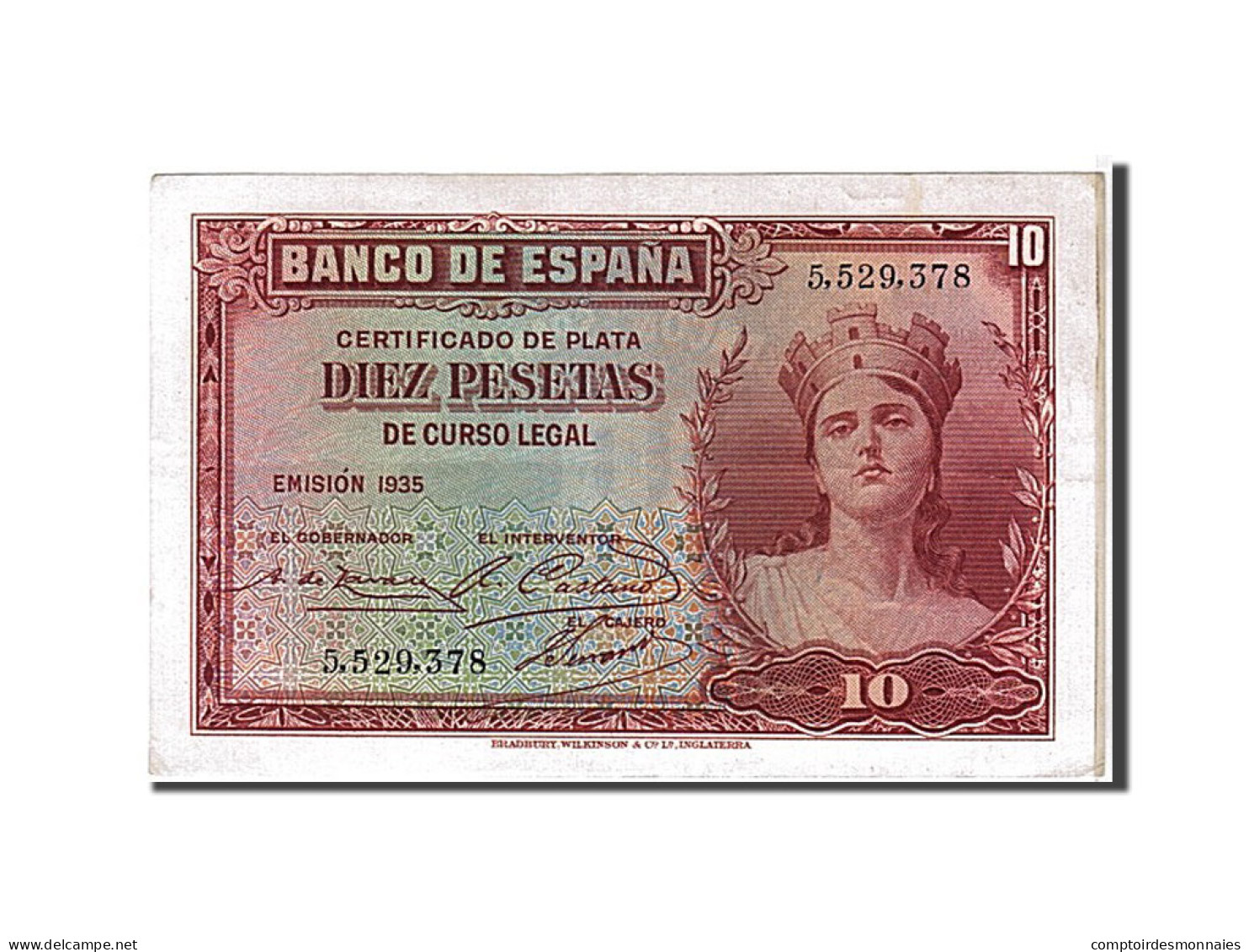 Billet, Espagne, 10 Pesetas, 1935, KM:86a, SUP+ - 10 Pesetas