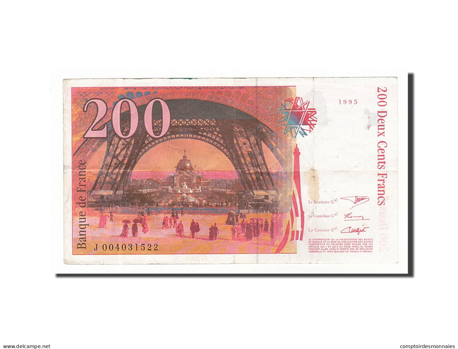 Billet, France, 200 Francs, 200 F 1995-1999 ''Eiffel'', 1995, TB, Fayette:75.1 - 200 F 1995-1999 ''Eiffel''