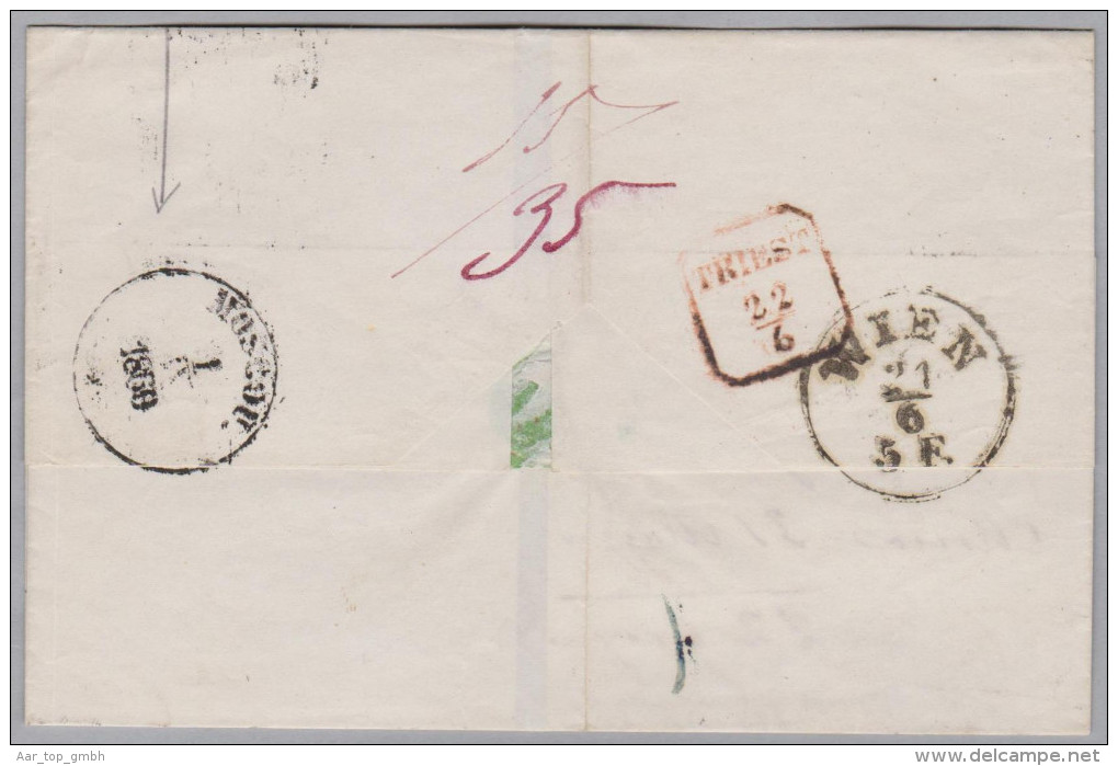 Russland MOSKAU 1860-09-01 Brief Ohnen Inhalt Nach Triest - ...-1857 Préphilatélie