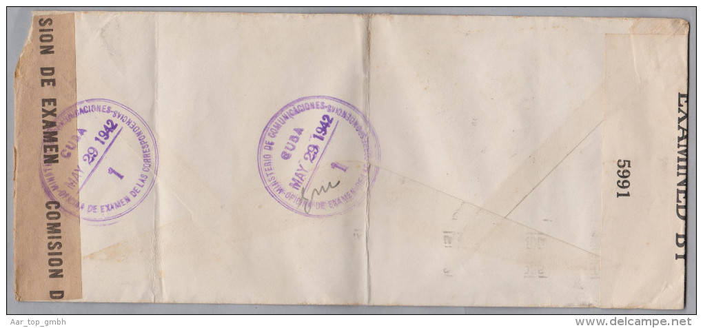 Kuba 1942-05-27 Habana Doppel Zensur (Cuba+ Br.) Brief Nach Rio - Lettres & Documents