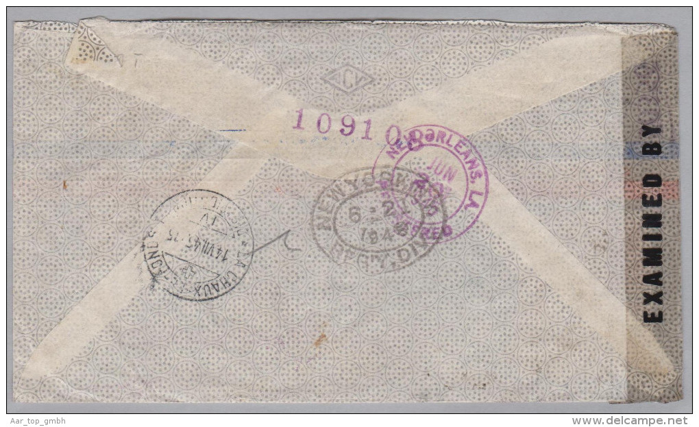 Costa Rica 1945-06-14 Zensur Flugpost Brief Nach La Chaux De Fonds - Costa Rica