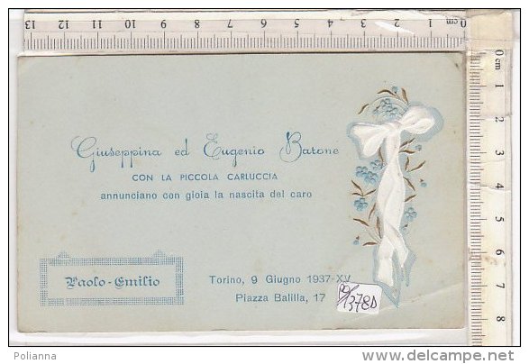 PO1378D# BIGLIETTO PARTECIPAZIONE NASCITA - BEBE' - TORINO 1937/BAMBINI - Birth & Baptism