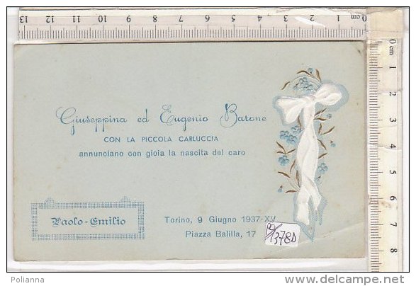 PO1378D# BIGLIETTO PARTECIPAZIONE NASCITA - BEBE' - TORINO 1937/BAMBINI - Nascita & Battesimo