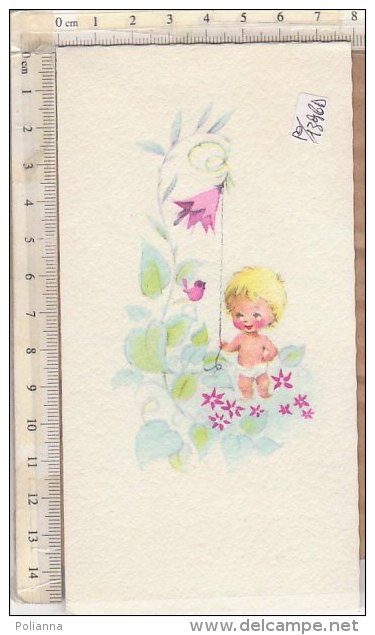 PO1396D# BIGLIETTO PARTECIPAZIONE NASCITA - BEBE' CON FIORI CAMPANELLA - TORINO 1970/BAMBINI - Birth & Baptism