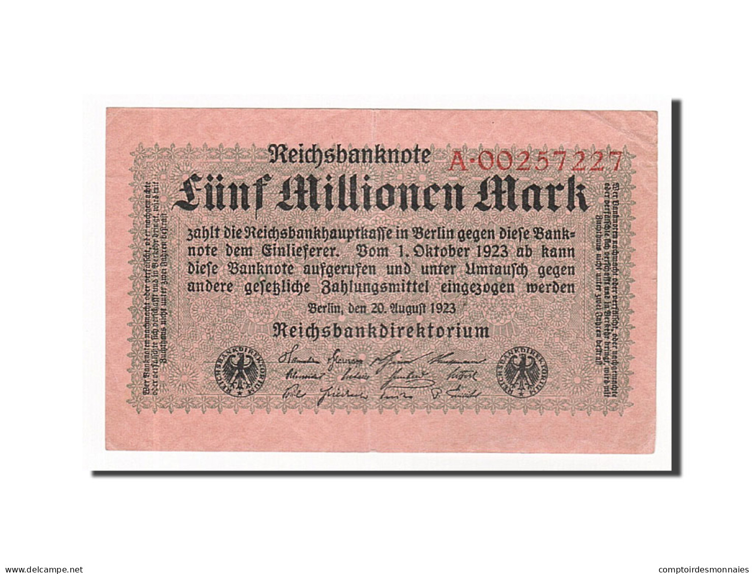 Billet, Allemagne, 5 Millionen Mark, 1923, 1923-08-20, TTB+ - 5 Miljoen Mark